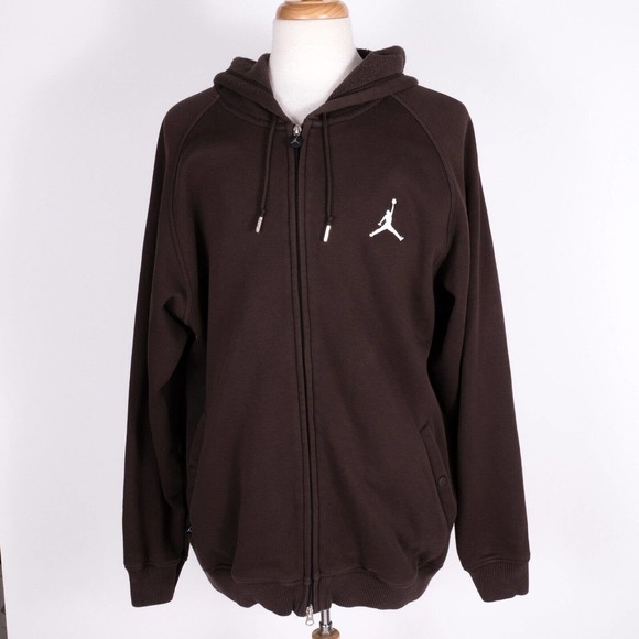 Jordan Other - Air Jordan Men's Size Large Full Zip Hoodie Brown Fitted Cuff Activewear Logo